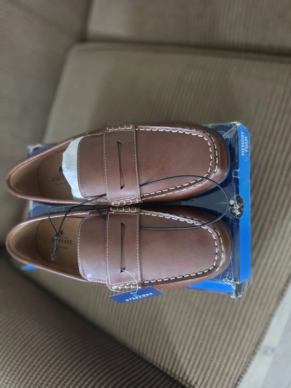 Stafford Milo Men's Brown Slip-On Casual Penny Loafers — Size 6M (New with Box)